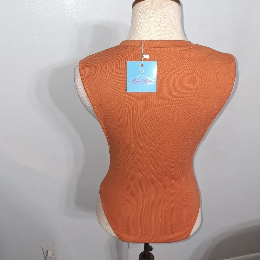 Orange Sleeveless Bodysuit- W Sz Small - Picture 3 of 7